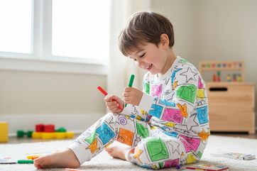 een echt kind die zij DIY pyjama inkleurbare pyjama inkleurds